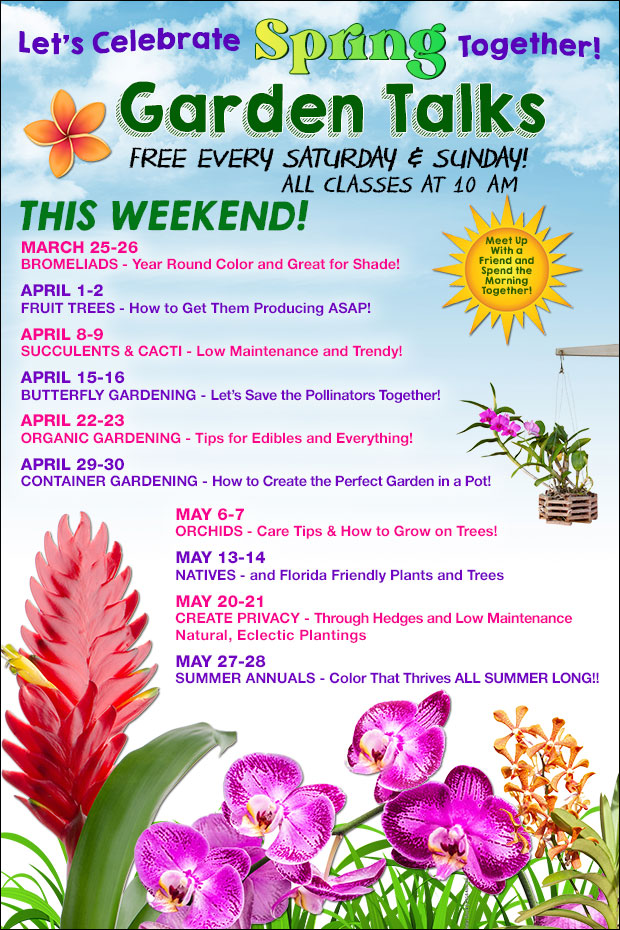 FREE SPRING GARDEN TALKS this weekend with BROMELIADS!