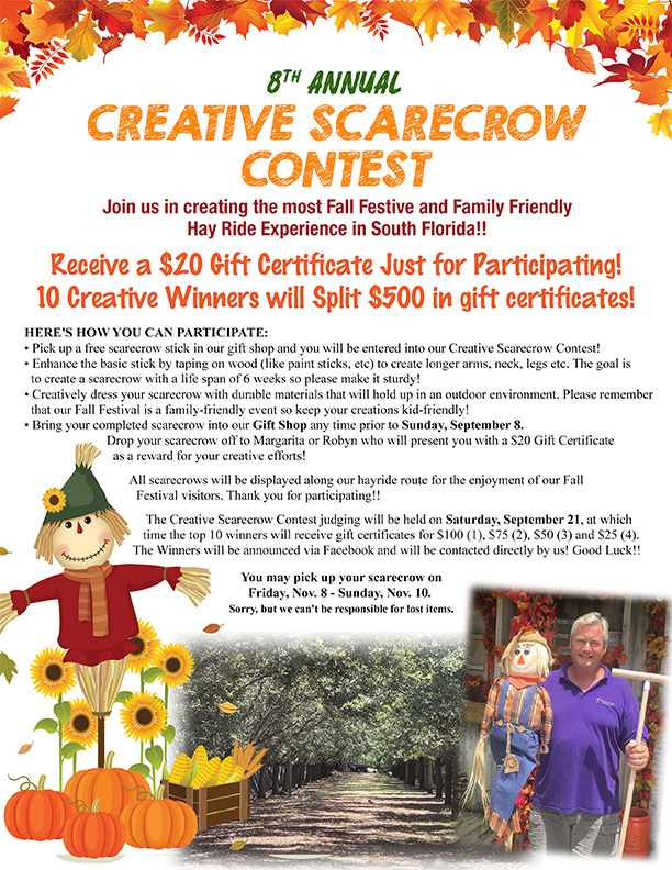 Creative Scarecrow Contest. Help us decorate and WIN!!!